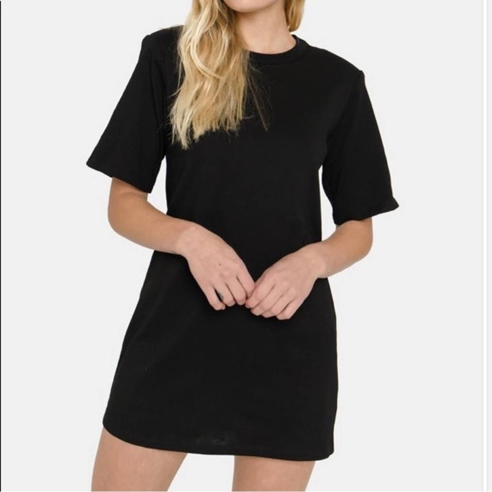 NWT Endless Rose T-shirt Dress With Shoulder Pads Black Small